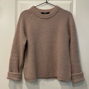 Quince Mongolian Cashmere Fisherman Crewneck Sweater Small Oatmeal